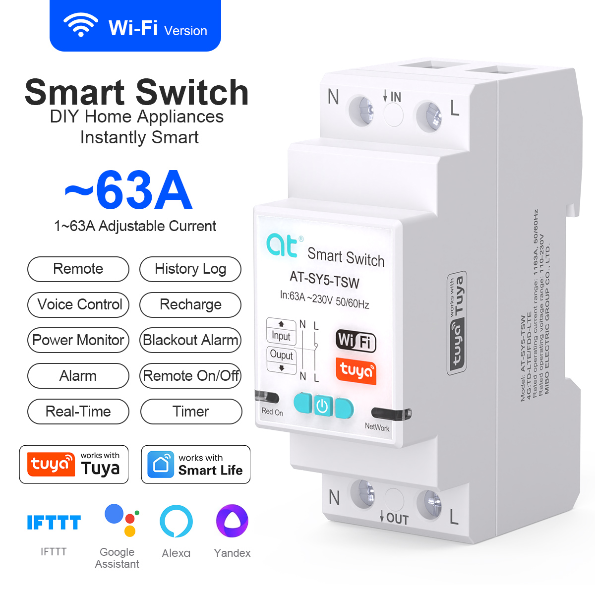 Home Automation Industry - Slimme schakelaar Stroomonderbreker Tuya WiFi Draadloze